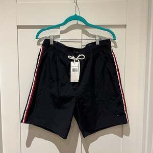 Tommy Hilfiger Men's Navy Side Stripe Swim Trunks